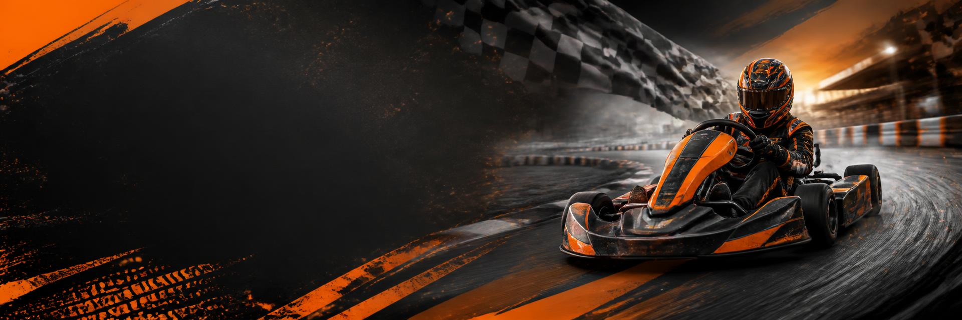 Kart acelerando na pista de asfalto da Arena Kart Pulse